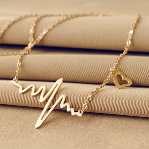Wave Heart Necklace Romantic
