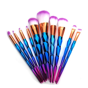 10Pcs Dimond Rose Golden Makeup Brush High Quality