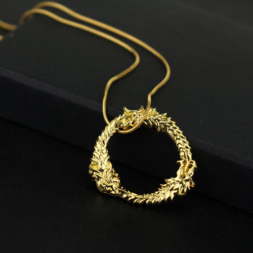Fashion Jewrly Dragon Skyrim Elder Scrolls Gold Necklace Tritium Neclace Men Neckless Women Beachy Necklaces for Fans-30