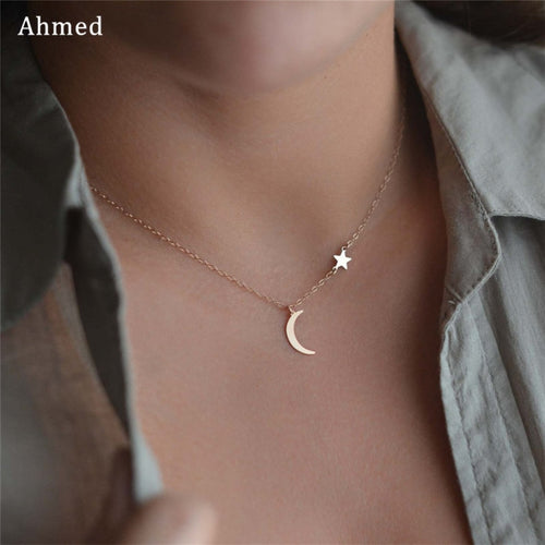 Star & Moon Pendant Necklace For Women