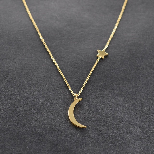 Star & Moon Pendant Necklace For Women