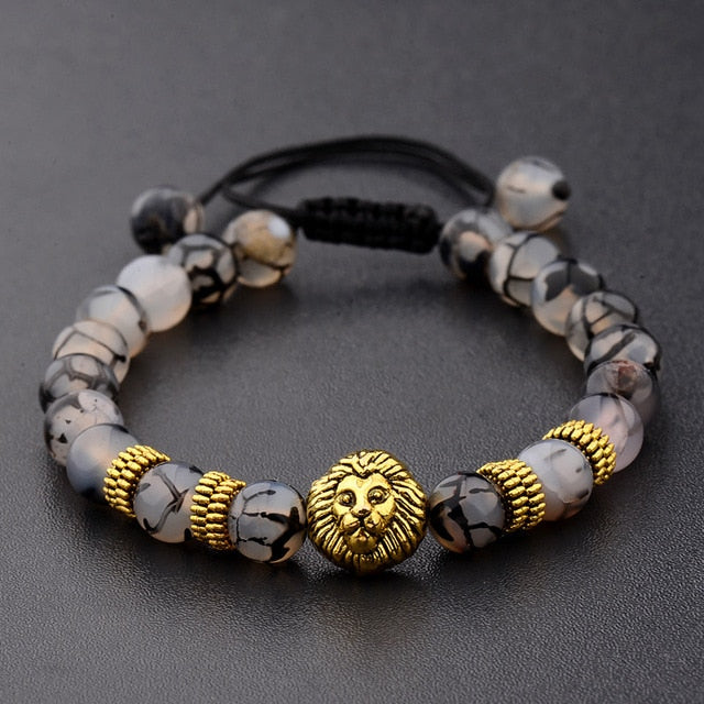 Bracelet Men Gold&Silver Natural Stone