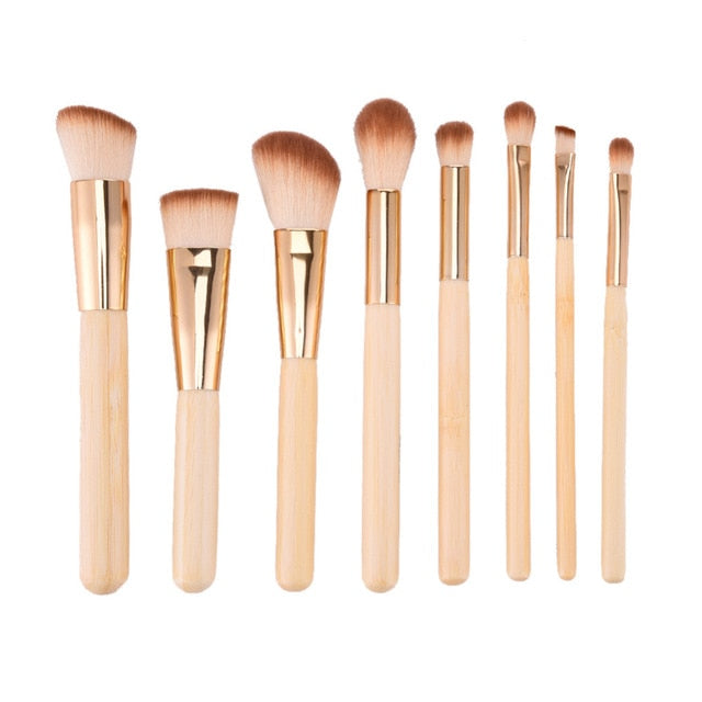 Hot Selling 8pcs Bamboo Handle Makeup Brush
