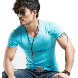 10 colors V neck Men's T Shirt