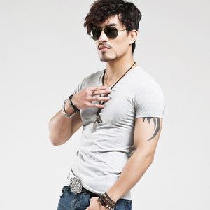 10 colors V neck Men's T Shirt