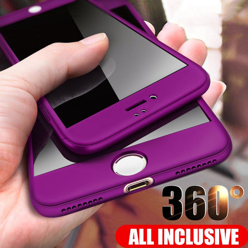 Full Protective Phone Case For iPhone 8 7 Plus 6 6s Case 5 5S SE X 10 Full Cover For iPhone XR Xs Max X Cases With Glass