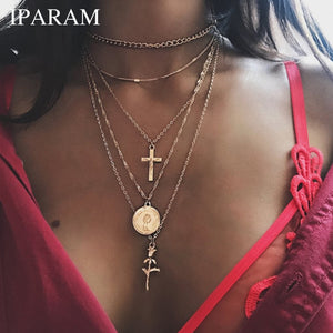 Cross Necklaces For Women Charm Gold Color