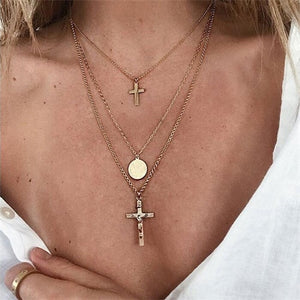 Cross Necklaces For Women Charm Gold Color