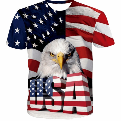 New USA Flag T-shirt Men