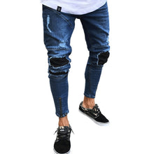 Load image into Gallery viewer, Sweatpants Skinny Motorcycle Denim Pants