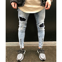 Load image into Gallery viewer, Sweatpants Skinny Motorcycle Denim Pants