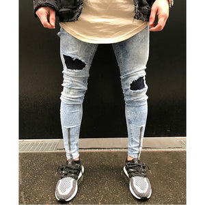 Sweatpants Skinny Motorcycle Denim Pants