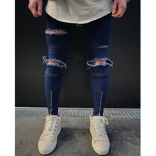 Load image into Gallery viewer, Sweatpants Skinny Motorcycle Denim Pants