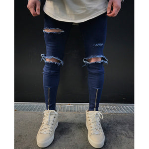 Sweatpants Skinny Motorcycle Denim Pants