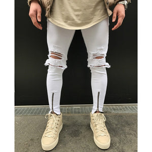 Sweatpants Skinny Motorcycle Denim Pants