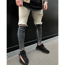 Load image into Gallery viewer, Sweatpants Skinny Motorcycle Denim Pants