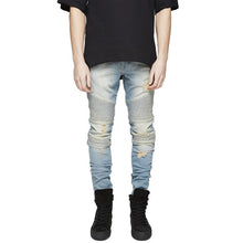 Load image into Gallery viewer, Sweatpants Skinny Motorcycle Denim Pants