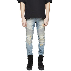 Sweatpants Skinny Motorcycle Denim Pants