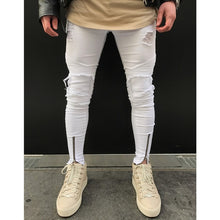 Load image into Gallery viewer, Sweatpants Skinny Motorcycle Denim Pants