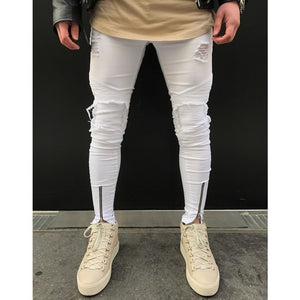 Sweatpants Skinny Motorcycle Denim Pants