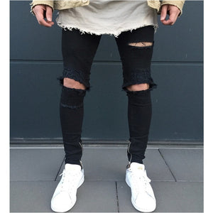 Sweatpants Skinny Motorcycle Denim Pants