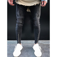 Load image into Gallery viewer, Sweatpants Skinny Motorcycle Denim Pants