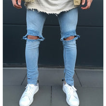 Load image into Gallery viewer, Sweatpants Skinny Motorcycle Denim Pants