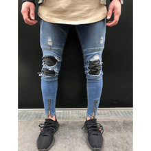 Load image into Gallery viewer, Sweatpants Skinny Motorcycle Denim Pants