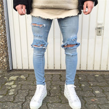 Load image into Gallery viewer, Sweatpants Skinny Motorcycle Denim Pants