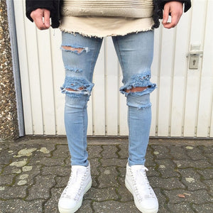 Sweatpants Skinny Motorcycle Denim Pants