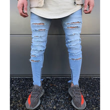 Load image into Gallery viewer, Sweatpants Skinny Motorcycle Denim Pants