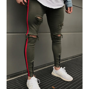 Sweatpants Skinny Motorcycle Denim Pants