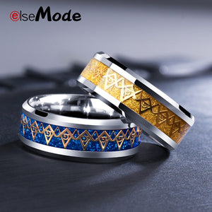 Stainless Steel Masonic Rings 8 MM Width For Men Women