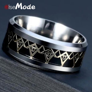 Stainless Steel Masonic Rings 8 MM Width For Men Women