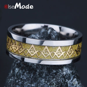 Stainless Steel Masonic Rings 8 MM Width For Men Women