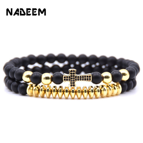 New 2Pcs/Set Natural Black Matte Stone