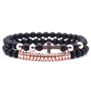New 2Pcs/Set Natural Black Matte Stone