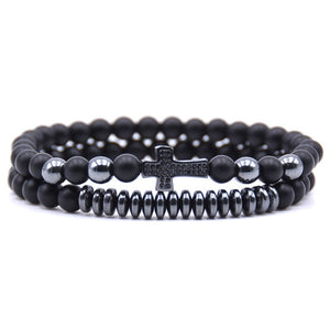 New 2Pcs/Set Natural Black Matte Stone