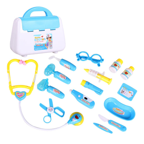 15Pcs Pretend Play Emulational Toy Kit Doctor Echometer Set with Sound Light Education