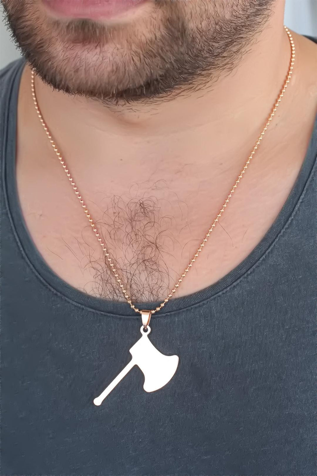 Men's Rose Metal Axe Figure Necklace