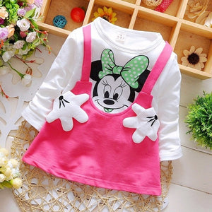 2018 New Summer Cotton Baby Girls Cartoon Long Sleeves Dress Children's Clothing Kids Princess Dresses Casual Clothes 0-2Years