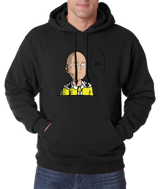 new arrival Anime One Punch Man Hoodies OK Printed Men Sweatshirts 2019 spring winter warm fleece loose fit men's sportswear