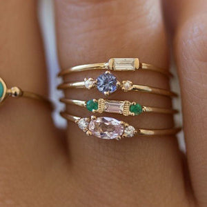4 Pcs/set Crystal Zircon Gold Ring