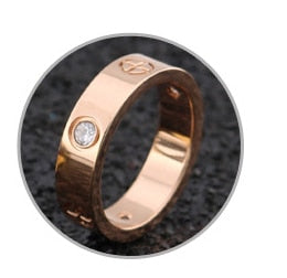 Rose Gold Stainless Steel Ring With Crystal