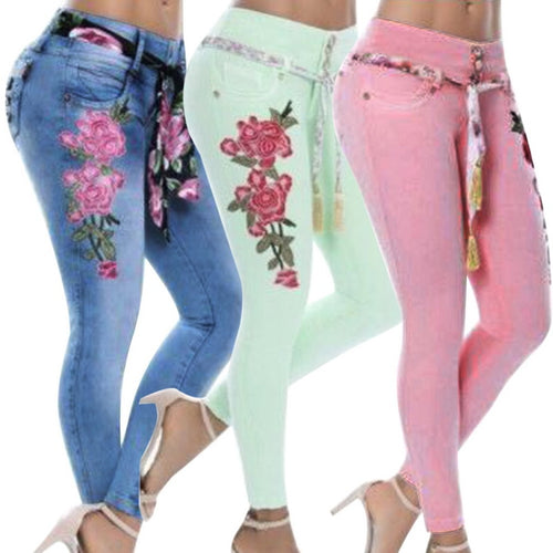Jeans Floral  Pants Women