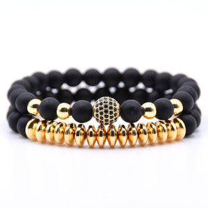 New 2Pcs/Set Natural Black Matte Stone