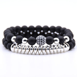 New 2Pcs/Set Natural Black Matte Stone