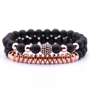 New 2Pcs/Set Natural Black Matte Stone