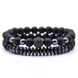New 2Pcs/Set Natural Black Matte Stone