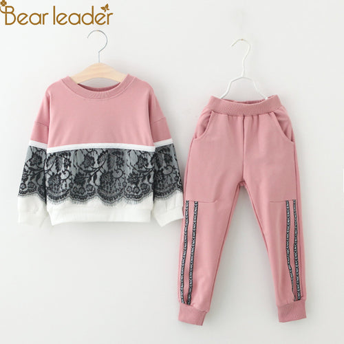 Girls Clothing Sets New Autumn Active girls clothes L Children Clothing Cartoon Print Sweatshirts+Pants Suit 3-7Y